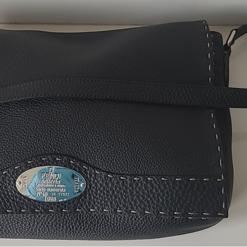 FENDI Black Leather Messenger Bag - Picture 9 of 16